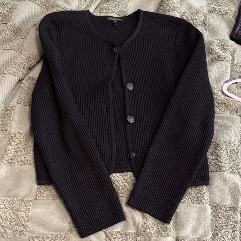 Rag & Bone Black Ribbed Cardigan